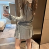 萊賽爾露背長袖短裙套裝
