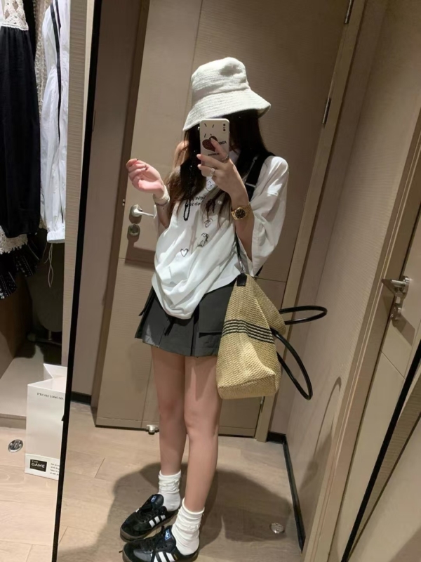 中高腰拉鍊工裝短裙
