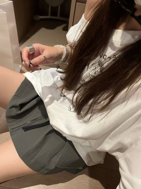 中高腰拉鍊工裝短裙