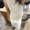 顆粒感無袖亞麻圓領背心針織