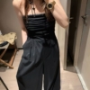 亞麻棉抹胸連身褲