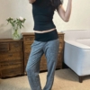 正肩圓領彈力短袖T