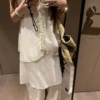 無袖波點花邊吊帶上衣