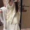 無袖波點花邊吊帶上衣
