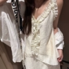 無袖波點花邊吊帶上衣