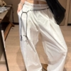蕾絲假兩件式棉工裝褲