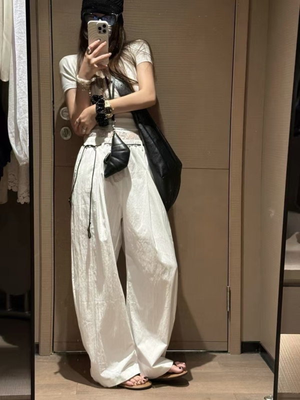 蕾絲假兩件式棉工裝褲