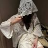 防曬繡花連帽勾花開衫