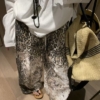 純棉鬆緊腰鬆馳豹紋長褲