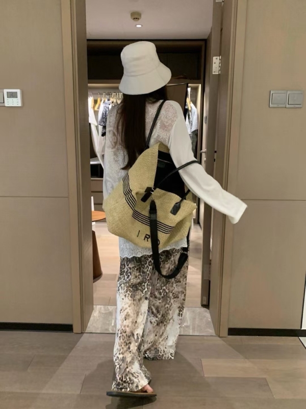 純棉鬆緊腰鬆馳豹紋長褲