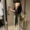 飄帶闊腿棉麻長褲