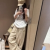 飄帶闊腿棉麻長褲