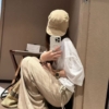 飄帶闊腿棉麻長褲