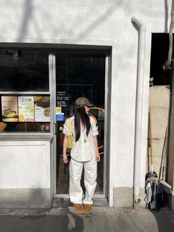 100%亞麻手工捲袖短袖襯衫
